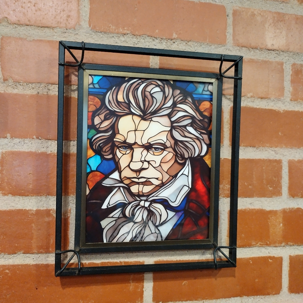 Beethoven Stained Glass Style Framed Art Print By Neon Nicho